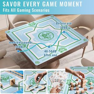 Tapis de Mahjong Classique le Plus Vendu, Antidérapant, Silencieux, Imperméable, Base en Caoutchouc Naturel, Design Gratuit, Divertissement à Domicile, 4 Joueurs - Product Image 4