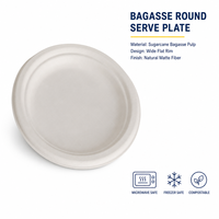 Assiette Ronde en Bagasse Compostable Écologique de 7 Pouces, Biodégradable, Résistante à l'Eau, Assiette Jetable pour Traiteur et Fêtes