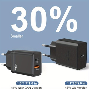 Cargadores de Celular PD Qc3.0 Eu de 45 Vatios, Cabezal de Carga Rápida GaN de 45 Vatios, Cargador de Pared Plano de 45 Vatios, Cargador Usb-c de 45 Vatios para Europa - Product Image 2