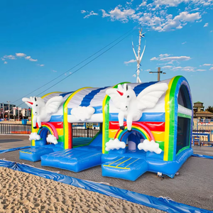 <span class=keywords><strong>Castillo</strong></span> Inflable Comercial Popular, Nuevo Diseño de Unicornio Arcoíris, PVC Ecológico, Capacidad para 50 Personas, Tamaño y Color Personalizables - Product Image 1