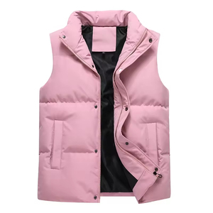 Chaleco casual ecológico de invierno para mujer, con cuello alto, sin mangas, cálido, con bolsillos, resistente al frío. - Product Image 3