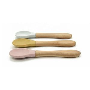 OEM campione gratuito BPA cucchiaio in silicone gratuito utensili per bambini <span class=keywords><strong>Set</strong></span> di posate alimentazione bambini cucchiaio di bambù in legno per bambini - Product Image 5