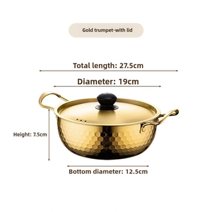 Korean Double Handle Gold Silver Instant Stainless Steel Instant Noodle <strong>Small</strong> Boiling Soup <strong>Pot</strong> for Induction Cooking with <strong>Lid</strong> - Product Image 6