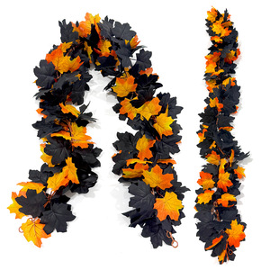 Guirlande artificielle d'érable noir amazonien 100cm-200cm, feuilles en soie, décorations d'Halloween pour la récolte, pour la vitrine de la maison - Product Image 2