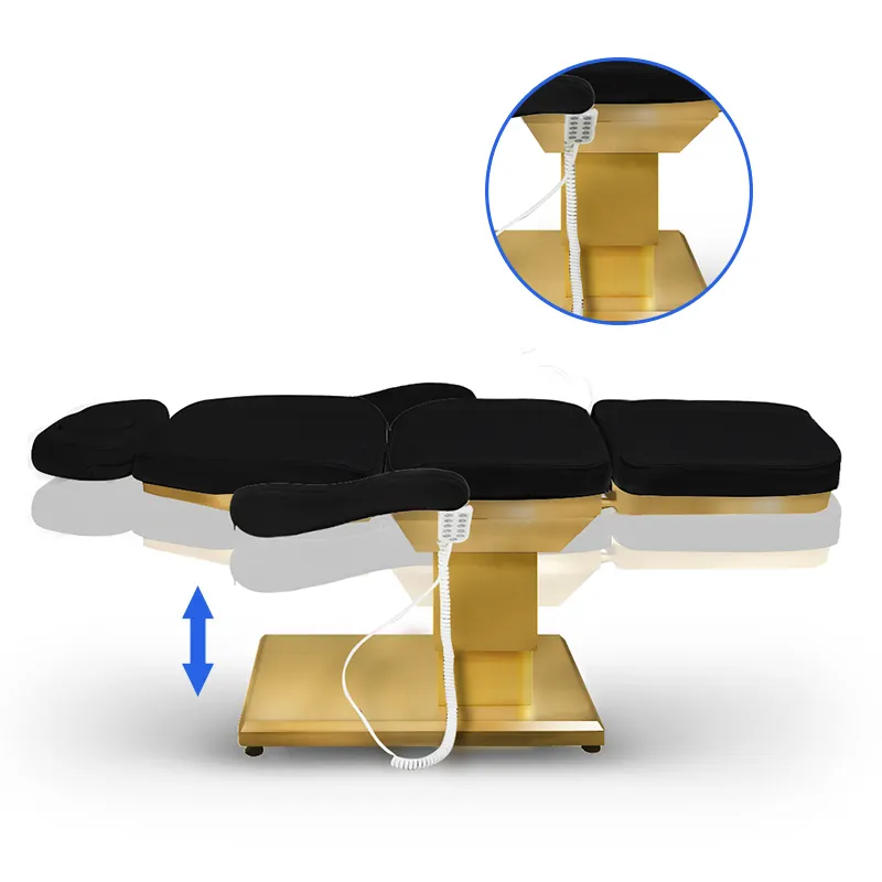 Anteits 럭셔리 골드 에스테티안 마사지 테이블 의자 3 4 모터 스파 뷰티 살롱 가구 페이셜 래쉬 전기 뷰티 베드