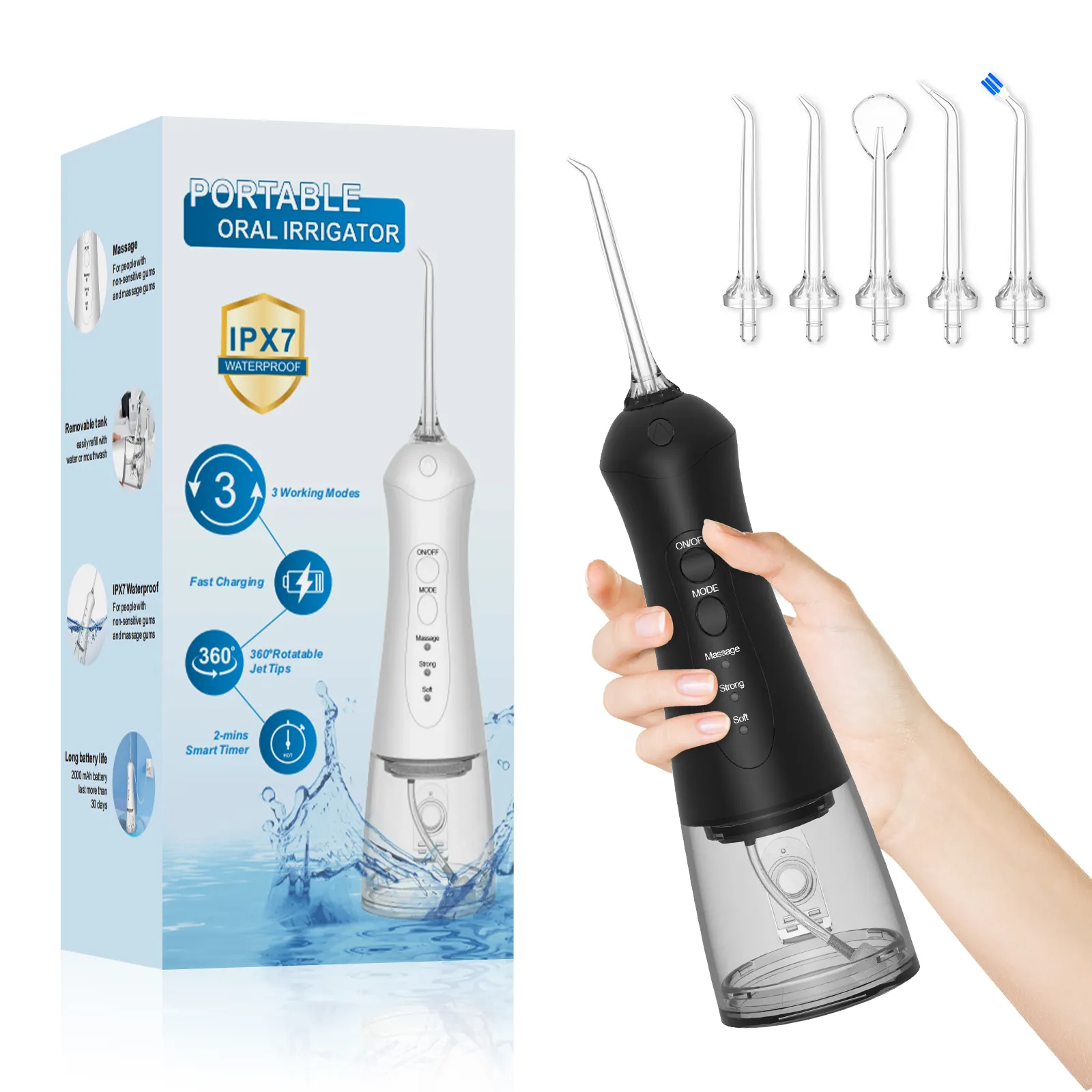 Orale Tandheelkundige Irrigator Usb Oplaadbare Elektrische Reis Waterstraal Water Flosser Tanden Whitening Floss Jet Water Pick