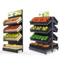 Op Maat Gemaakte Metalen Displayrek Supermarkt Groente En Fruit Planken Met Billboard Top