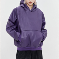 Sweat-shirt à capuche en cuir PU fonctionnel brodé avec logo personnalisé OEM pour hommes et femmes