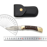 Couteau pliant de survie de haute qualité, manche en bois de santal doré classique, acier 440C, pour le camping, les voyages, la pêche, la chasse, la survie en plein air