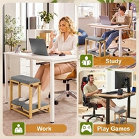 Nouveau repose-pieds de bureau en bambou à deux niveaux, réglable, ergonomique, avec coussin, repose-pieds de bureau pour le bureau, les jeux et les études