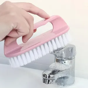 1PC Stiff Bristle <b>Shoe</b> Wash Plastic Brush Multi-<b>functional</b> Household Hand-held Cleaning Brush Laundry Bathroom Brush - Product Image 3