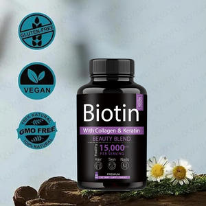 Complément alimentaire Biotin Beauty Blend 15000mcg en capsules avec collagène, kératine, MSM pour soutenir la santé des cheveux, de la peau et des ongles, 60 unités - Product Image 4