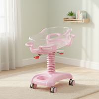 XINDA Berceau d'hôpital ABS pour bébé, lit de nouveau-né avec étagère de rangement transparente et cadre de chariot mobile 780x530x880mm