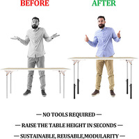 Prolongateurs de pieds de table en acier au carbone, rehausseurs de hauteur portables pour tables pliantes à pieds droits/courbes