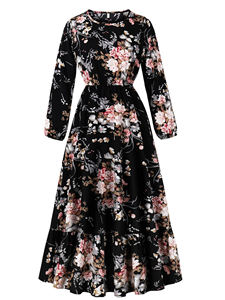 Vestido Largo <span class=keywords><strong>para</strong></span> <span class=keywords><strong>Mujer</strong></span> con Estampados Florales, Camisa y Mangas Cortas, Vestidos Casuales <span class=keywords><strong>de</strong></span> Moda <span class=keywords><strong>para</strong></span> <span class=keywords><strong>Mujer</strong></span> con Mangas Cortas - Product Image 4