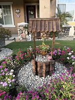 Jardinière en bois anticorrosion avec seau suspendu, jardinière rustique d'extérieur, jardinière en bois pour patio, fontaine à souhaits