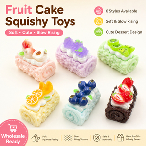 Mini jouets en peluche en forme de gâteau roulé aux fruits, jouets anti-stress à rebond lent, vente en gros - Product Image 2