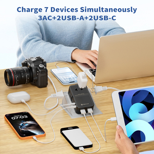 Wontravel อะแดปเตอร์สำหรับโทรศัพท์ขนาด25W 4USB 3AC โอดีสำหรับการเดินทางทั่วโลกแบบบางทั่วโลก - Product Image 2