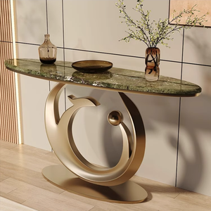 Consolle <span class=keywords><strong>da</strong></span> Ingresso di Lusso con Design Moderno Artistico, Piano in Vero Marmo e Struttura in Metallo BTCT006 per Casa o Hotel - Product Image 1
