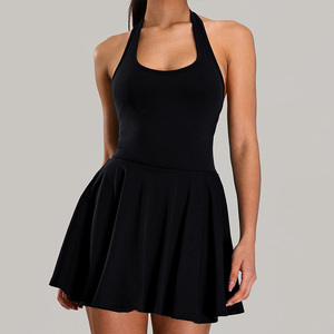 Vêtements de sport de haute qualité pour la salle de sport, robe de sport ajustée à séchage rapide, robe de tennis tendance pour femmes, style halter - Product Image 3