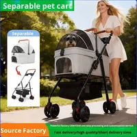 Poussette pour animaux de compagnie légère, pliable, détachable et portable en métal de luxe avec porte-animaux pour petits chiens et chats