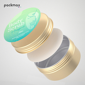 Pot en aluminium en stock pour gommage corporel, lotion, nettoyant visage - Boîte en fer blanc étanche, résistante à l'humidité, rechargeable, personnalisable - Product Image 1