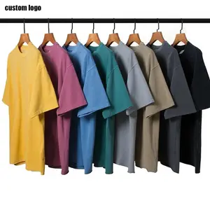 Wholesale Knit 100% Cotton Heavy Cotton Oversized Tshirt Drop Shoulder Fitted Plain Short Sleeve Blank Tshirt For Men