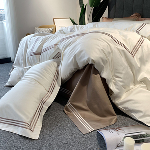 60 100% Cotton Luxury <strong>Single</strong> Quilt Cover Naked Sleeping <strong>Stitching</strong> 250tc Air-permeable Embroidered Hotel <strong>Bedding</strong> - Product Image 4