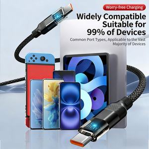 Câble de charge rapide magnétique USB-C vers USB-C 60W PD Premium, tressé en nylon, avec lumière, pour appareils mobiles - Product Image 4