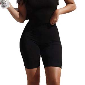 Pantalones Cortos Deportivos de Ciclismo para Mujer, Cintura Media, Transpirables, de Poliéster, Corte Regular, Casuales, de Verano, Ajustados, Hasta la Rodilla, Negros - Product Image 1