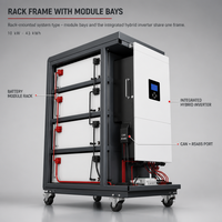 Système de stockage d'énergie solaire domestique tout-en-un, monté en rack, avec batterie onduleur 10KW 43KWh LiFePO4 hybride hors réseau, IP54, BMS intelligent