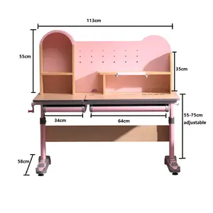 High Quality Wholesale OEM Colorful Wooden Table and Chair for Kids Sale pink girls Study desk