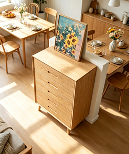 Modern Solid Wood 5-Drawer <b>Chest</b> Cabinet with Flat Panel Design for Entry <b>Storage</b> - Product Image 5