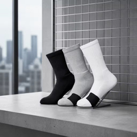 Chaussettes de sport en coton tricoté 100% personnalisées ODM, 3 paires, pour hommes, U CREW, chaussettes de basket-ball pour tous les jours