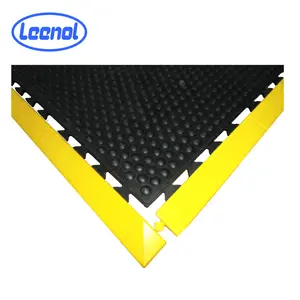 Leenol Black And Yellow Anti-Static ESD Anti-Fatigue Rubber Floor Mat For Industrial Workshop