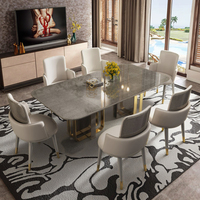 Ensemble de table et chaises de salle à manger moderne de luxe 6 places, taille standard, mobilier métallique pour hôtel, appartement, restauration et salle à manger