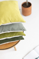 Housse de coussin décorative en lin 100% fait main, color block, pour la maison et l'hôtel