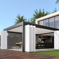 Pergola motorisée LED personnalisable, en aluminium de luxe, pour jardin, avec arche réglable, imperméable et télécommande