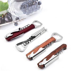 Laser Engraved Logo 3 In 1 Stainless Steel <b>Wine</b> Cork Screw Opener Gift Set 2 Step Wooden Handle <b>Wine</b> Bottle Opener Corkscrew Kit - Product Image 6