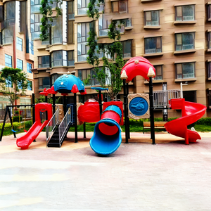 Structure de jeu commerciale durable de grande taille en plastique LLDPE <span class=keywords><strong>avec</strong></span> toboggans, structure multi-activités et cadre d'escalade à <span class=keywords><strong>toboggan</strong></span> rotatif - Product Image 4