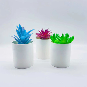 Mini-plantes succulentes artificielles en pots blancs droits, décorations écologiques en PVC souple pour la maison et le bureau - Product Image 1