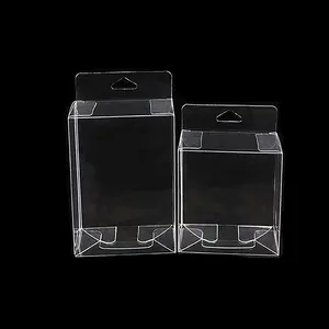 Quadratische transparente PET-Würfel box aus klarem Acetat aus PVC-Kunststoff mit hängendem Loch