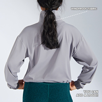 Luckpanther à manches longues hauts de gymnastique Fitness à capuche veste de sport coupe-vent lâche Yoga vestes à glissière Fitness Yoga pull court