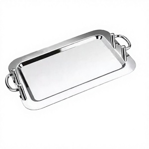 Disposable Eco-Friendly Wedding Stainless Steel <b>Dinner</b> Service <b>Tray</b> Food Plate Set for Catering - Product Image 3