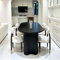 Table à manger ovale en dalle de roche française, petite table à manger moderne minimaliste haut de gamme et combinaison de chaises