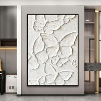 Peinture abstraite 3D d'animaux blancs 100% peinte à la main, décoration intérieure, toile huilée, texture artisanale, technique au couteau, personnalisable