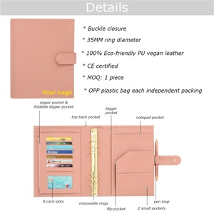 Yihe Thương Mại Điện Tử Bán Chạy Nhất 35Mm 6 Ring-Kích Thước A5 Vải Da Chất Kết Dính Ví Fly Leaf Túi Cho Ngân Sách Tiền Mặt Quản Lý - Product Image 5