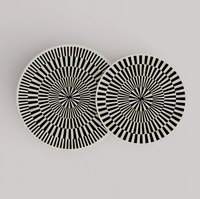 Ensemble de tables basses gigognes de luxe modernes écologiques faites à la main avec incrustations en os et cadre en fer, 2 pièces, noir et blanc, géométriques, pour la maison