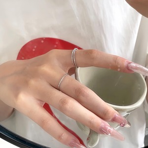 Anillo de doble capa de plata de ley Yinruitai S925 para mujer, anillo sencillo para el dedo mindero, regalo de joyería. - Product Image 4