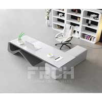 Bureau de direction nordique, design de table de bureau en bois blanc de luxe, mobilier de bureau